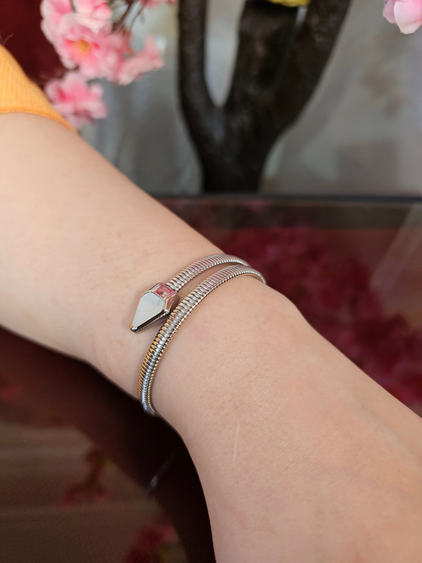 دستبند استیل درجه یک نقره ای آبکاری قوی