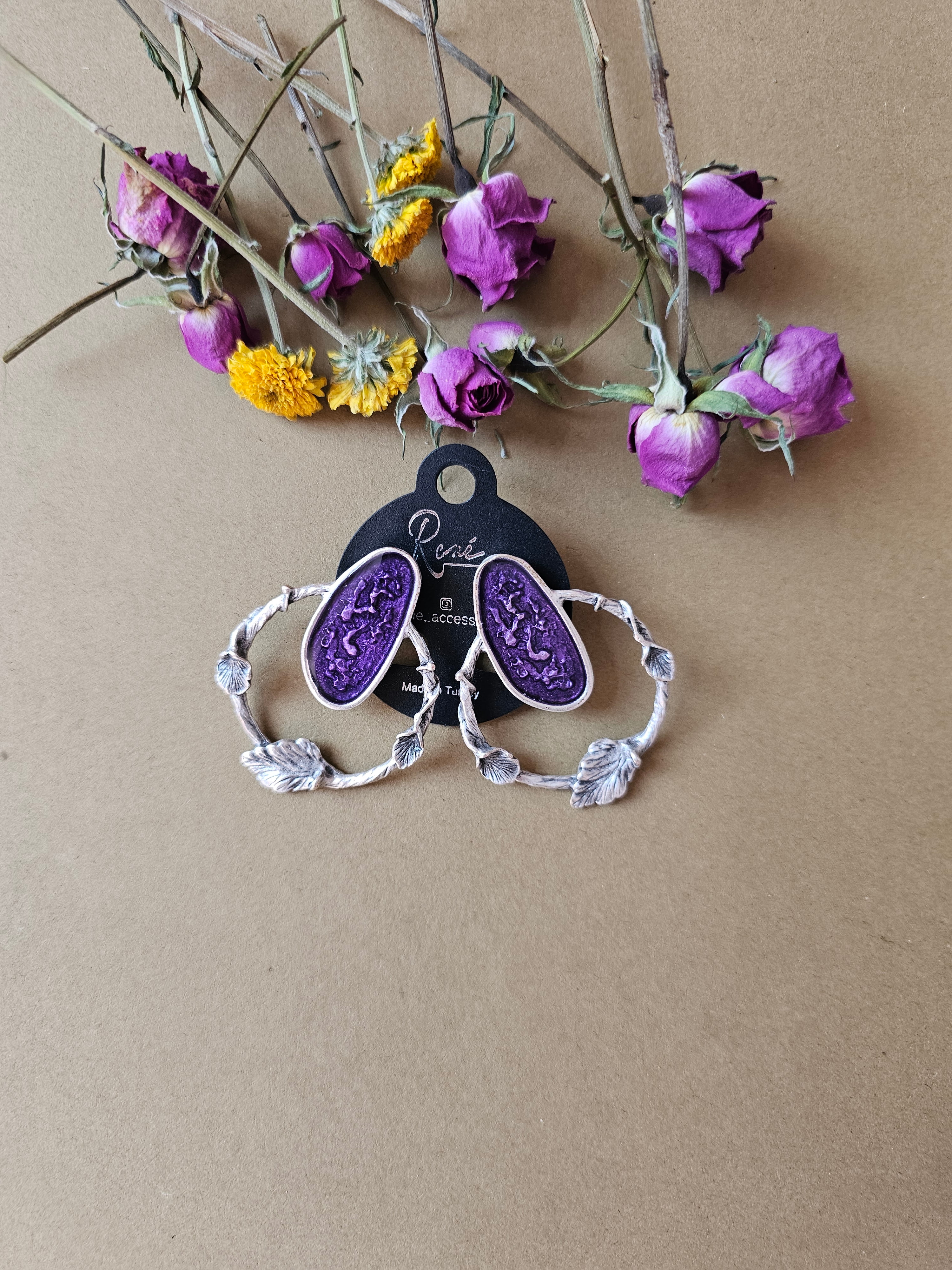 گوشواره ورشو طرح هنری با میناکاری بنفش ❤️کیفیتی و طرح عالی 👍 آویدخت شاپ ❤️