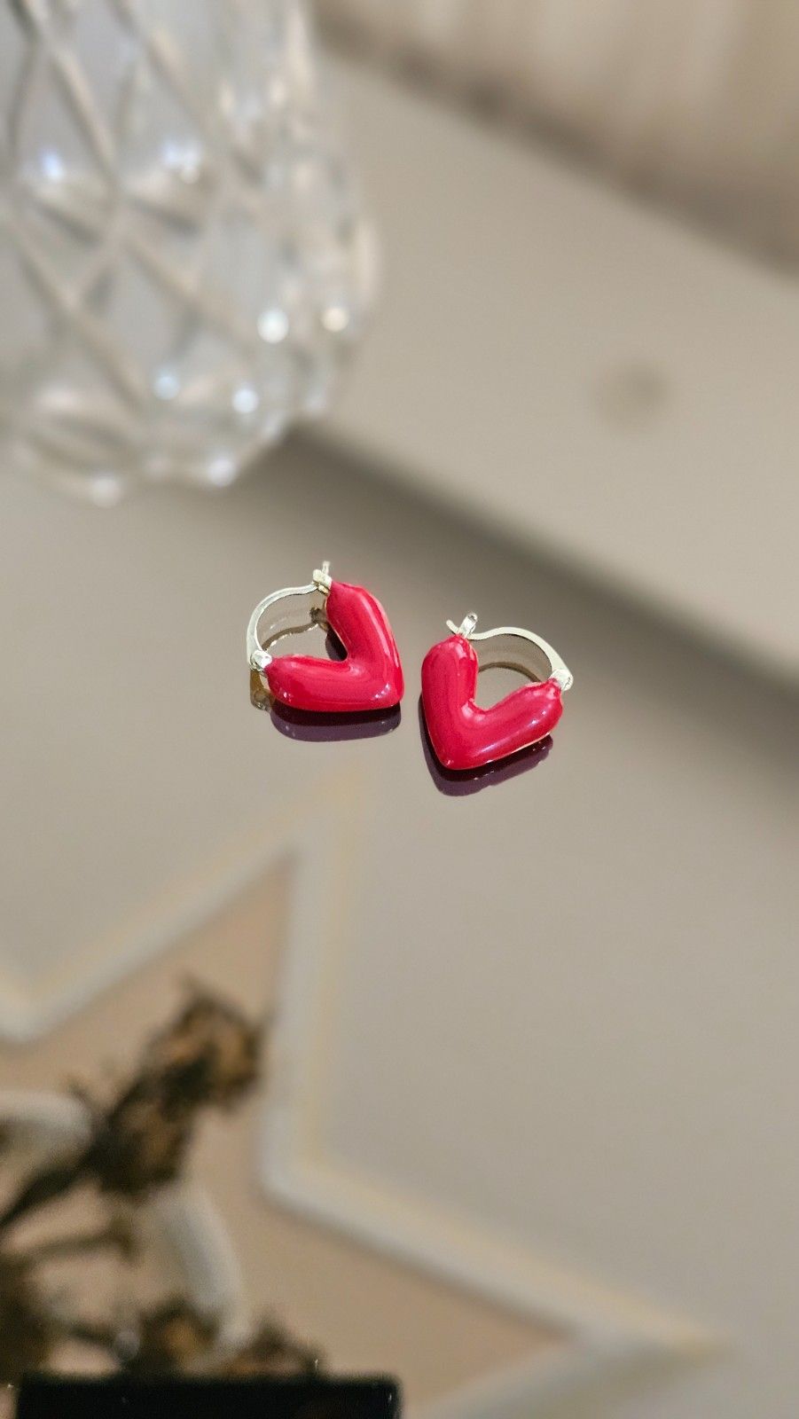 گوشواره میناکاری قلب کوچک ❤️ آبکاری طلا 💎ضدحساسیت💎 رنگ ثابت